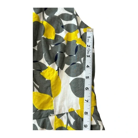 Boden Jade Fit & Flare Linen Cotton Dress Lemon Print Lined V-neck Women Size 4L - Picture 9 of 16